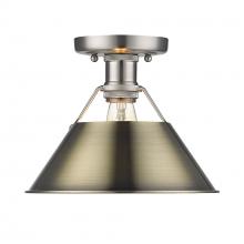  3306-FM PW-AB - Orwell PW Flush Mount in Pewter with Aged Brass shade